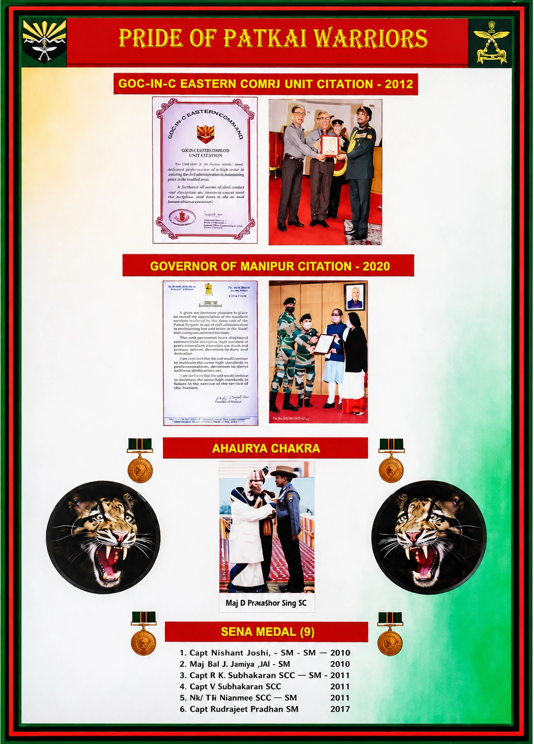 Pride of Patkai Warriors Citation Board
